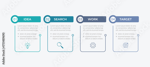 Infographic design with icons and 4 options or steps. Thin line vector. Infographics business concept. Can be used for info graphics, flow charts, presentations, web sites, banners, printed materials.
