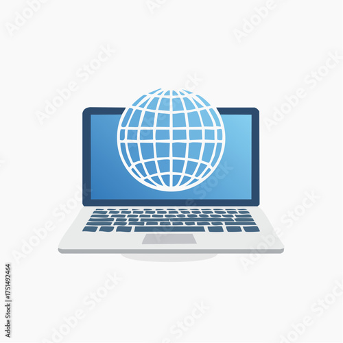 Global connectivity symbolized by a laptop displaying a stylized earth icon