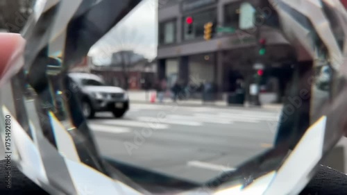 Wallpaper Mural City street scene reflected in multifaceted crystal object Torontodigital.ca