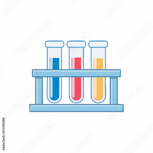 Illustration of laboratory glassware with colorful liquids for chemical experiments