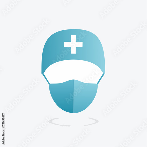 Medical Professional Headgear with Protective Mask and Cross Emblem Graphic