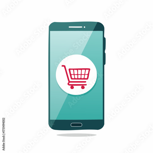 Mobile Shopping Convenience: A Smartphone Displaying a Shopping Cart Icon Symbolizing E-commerce