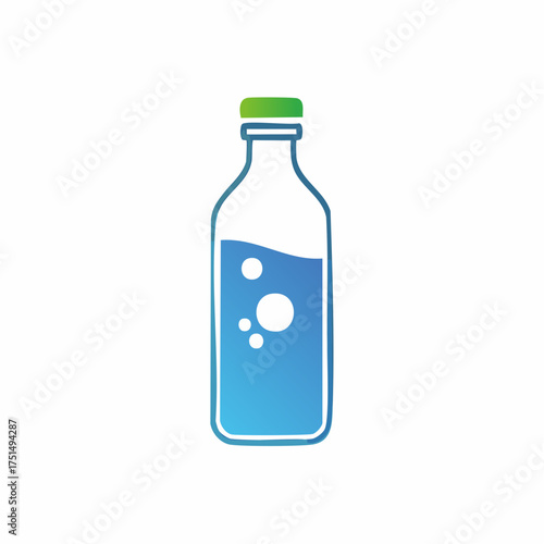 Refreshing hydration: a minimalist bottle of water illustration for health and wellness