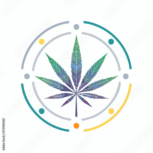 Stylized cannabis leaf emblem representing medical marijuana or legalized cannabis use