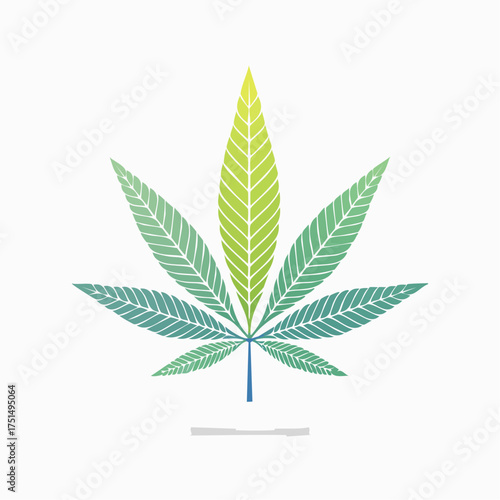 Stylized cannabis leaf illustration with vibrant green and blue gradient design