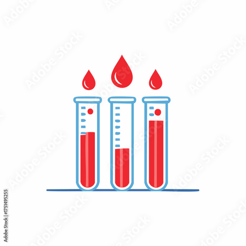 Vector graphic illustration of blood samples in test tubes for medical purposes