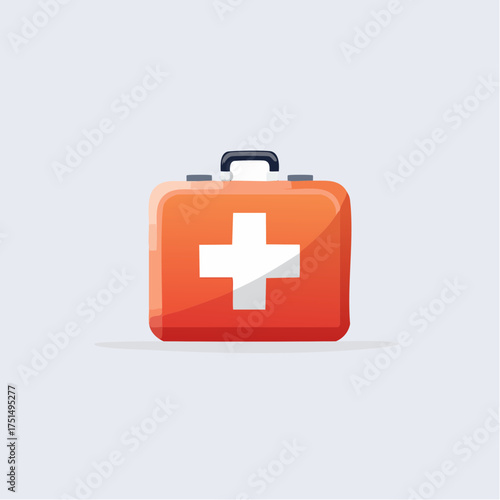 Vector illustration of an orange first aid kit, medical healthcare emergency