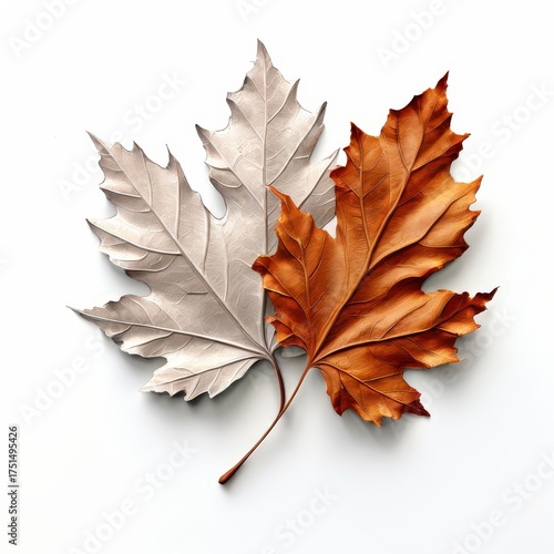 an AI Image Generator, Elegant Copper Maple Leaf Sculpture With Cream Highlights
