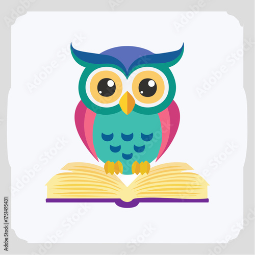 Whimsical owl reading a book: An educational illustration for children's book