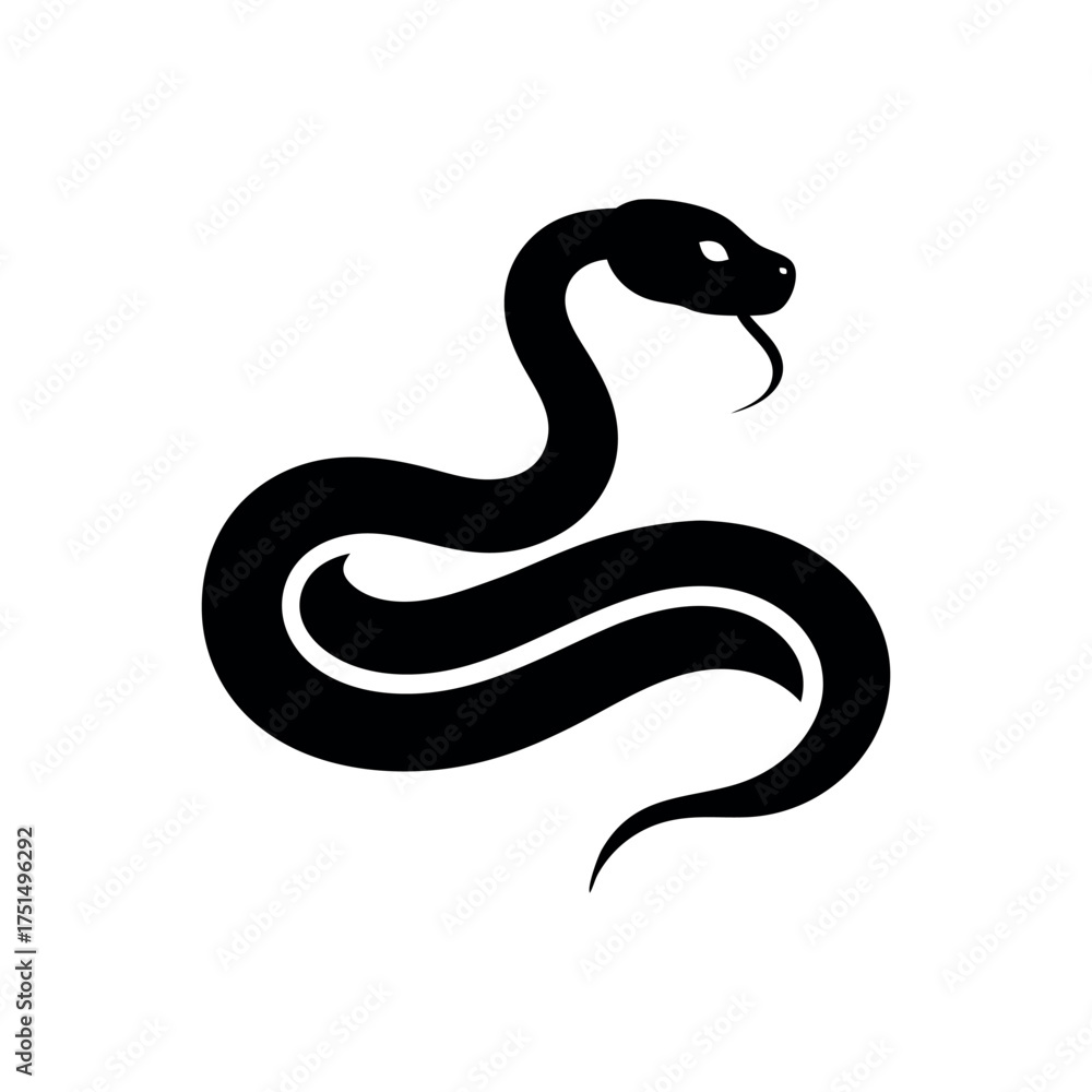 Fototapeta premium Black snake isolated on white background