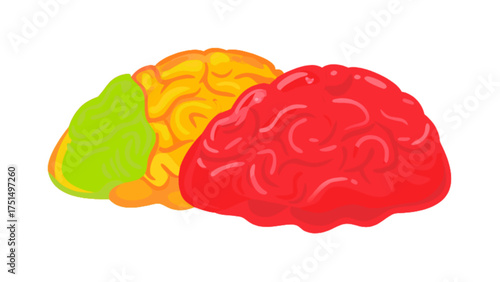 Colorful brain illustration for medical education and neuroscience research study and mental health awareness