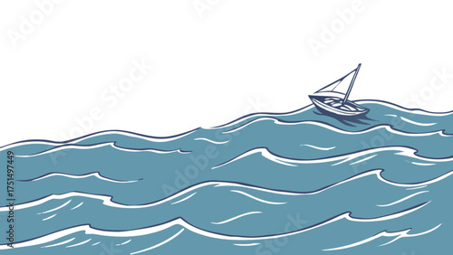 Illustration of sailboat on ocean waves vector graphic design for nautical themes and sea adventures