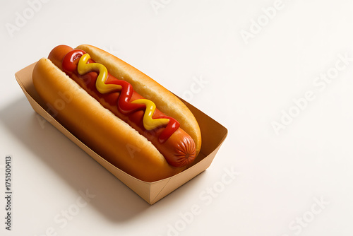 Closeup Hot Dog Paper Container White Background