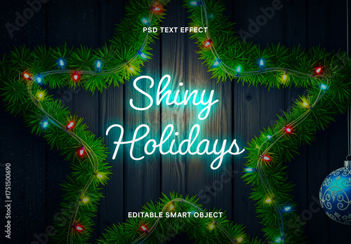 Christmas Neon Glow Shiny Holiday PSD Text Effect