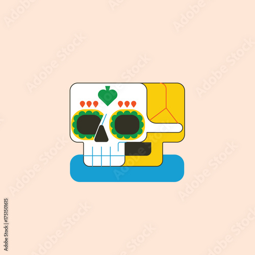Colorful Day of the Dead Skull with Geometric Shapes A Celebration of Life and Remembrance