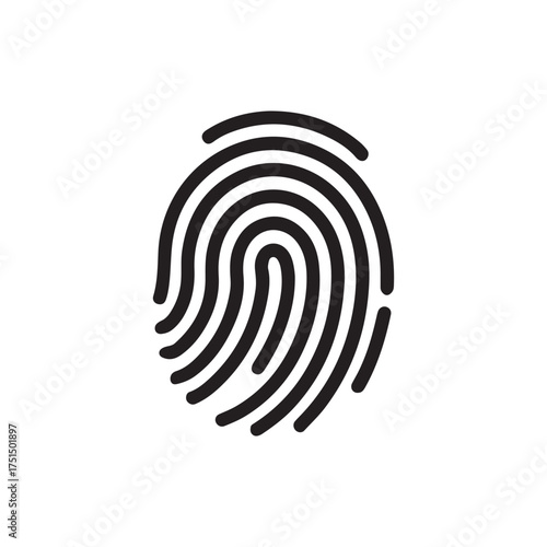 Black and white stylized fingerprint icon representing identity and security