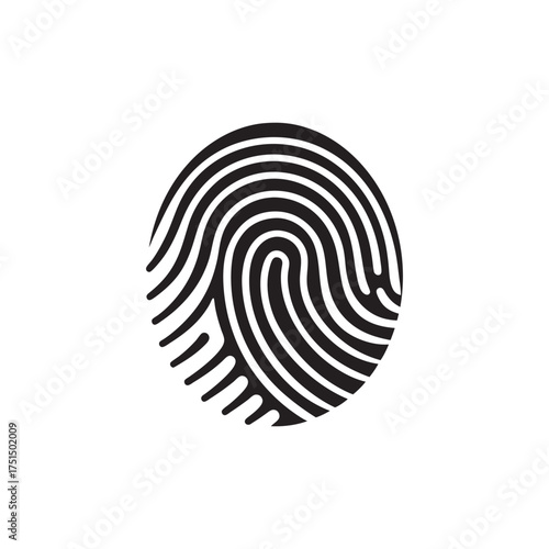 Close up of a black fingerprint pattern on a white background