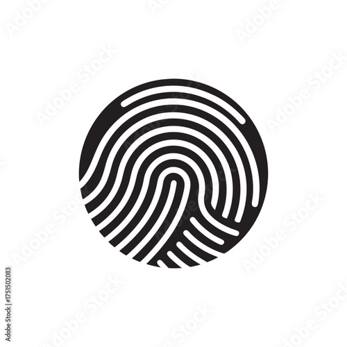 Circular fingerprint graphic representing identity and security in a modern design