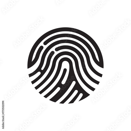 Close up of a black fingerprint pattern on a white background