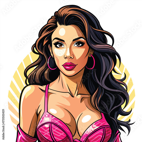 Attractive Woman in Pink Bra Vector Image on White Background Vector Illustration