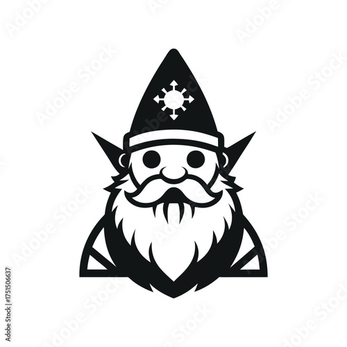 Whimsical gnome character with pointed hat and long beard illustration