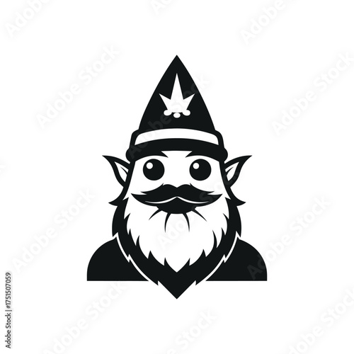 Whimsical gnome with star hat and bushy beard