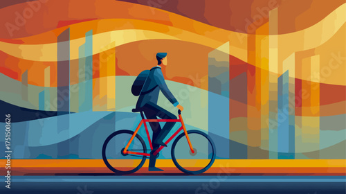 Man cycling illustration