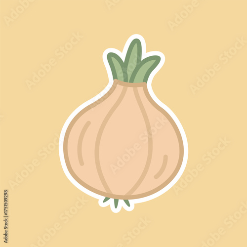 Minimal Onion Illustration in Flat Pastel Design for Cooking Ingredients and Farm Product Concept