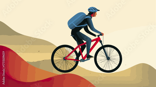 Cyclist riding bicycle vector illustration sport recreation travel transportation concept