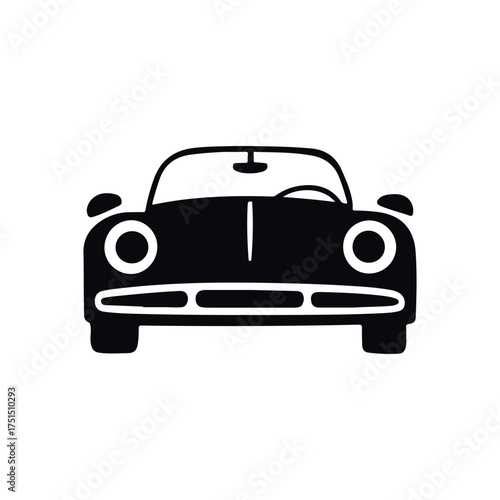 Classic convertible car icon front view silhouette