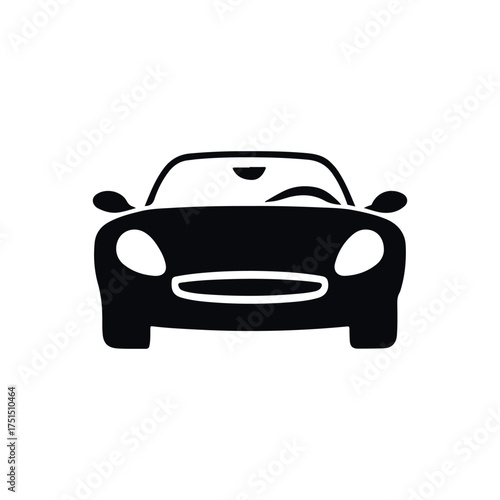 Sleek black sports car front view icon