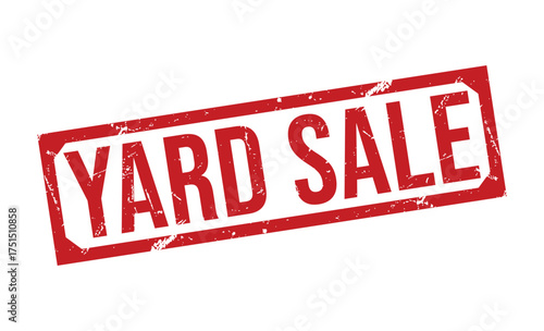 Distressed Red Rubber Stamp With Yard Sale Text On Transparent Background