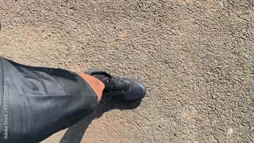 exercise. morning run wearing sports shoes on the asphalt road