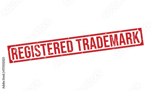 Red Registered Trademark Rubber Stamp Mark on White Background Texture Style