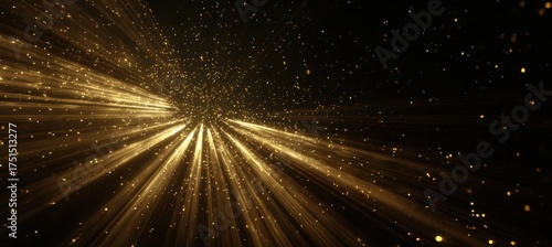 Golden rays explode from a central point against a dark backdrop