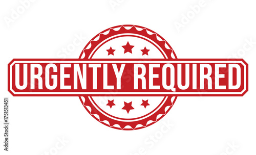 Urgently Required Stamp with Circular Design, Stars and Decorative Edges on White
