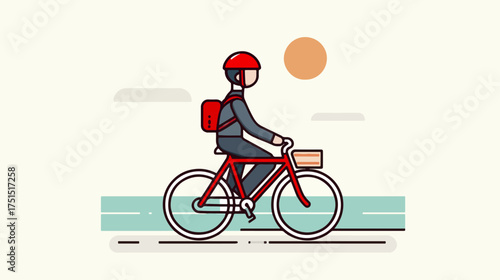 Cyclist riding bicycle on a sunny day vector illustration