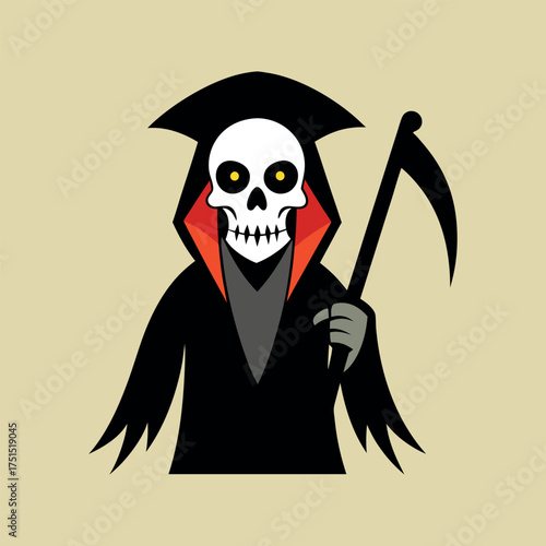 Grim reaper with scythe and hooded robes