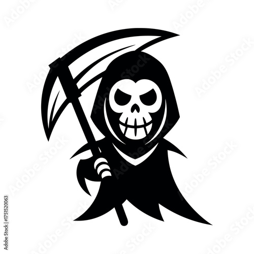 Cartoon grim reaper with scythe