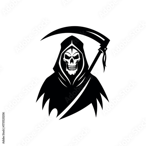 Grim reaper silhouette with scythe
