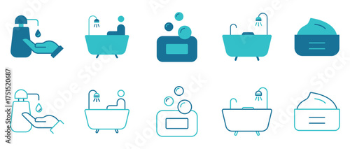 Bathroom icon set. Vector and illustrator