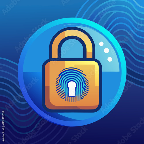 Stylized fingerprint scan verifying access to digital lock