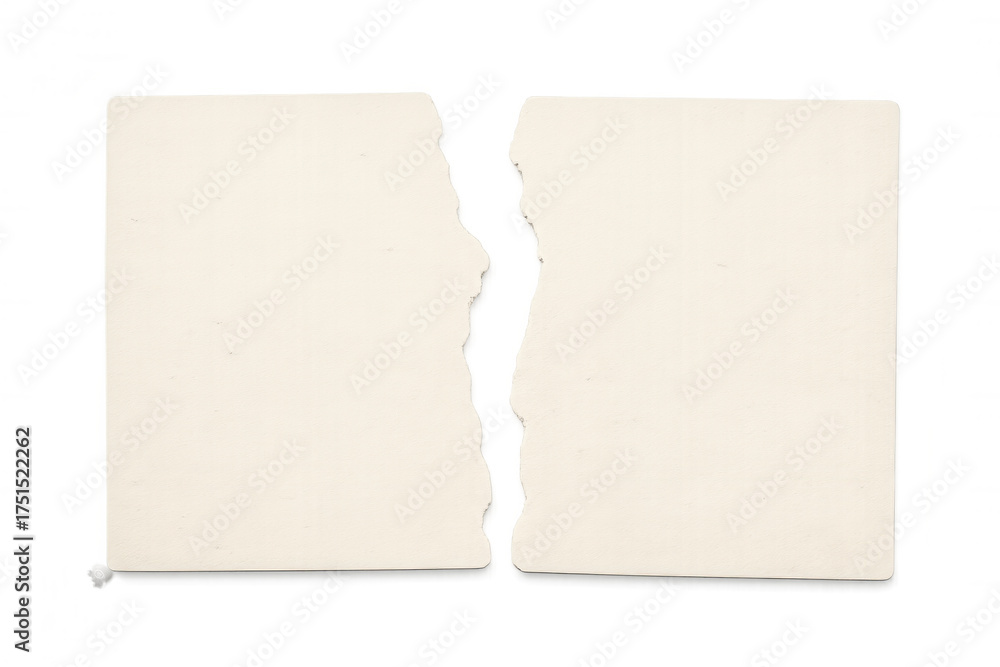 Fototapeta premium Ripped paper note pieces separating, showing breakup, divorce, or disagreement concept on transparent background