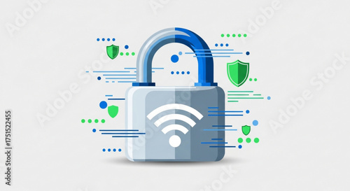 A padlock with a wifi symbol on it, representing internet security and protection from cyber threats