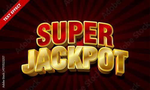 Super jackpot editable text effect, luxury gold 3d typography, casino game title design