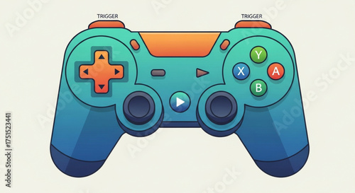 A colorful video game controller, perfect for gaming enthusiasts and design projects related to entertainment and technology