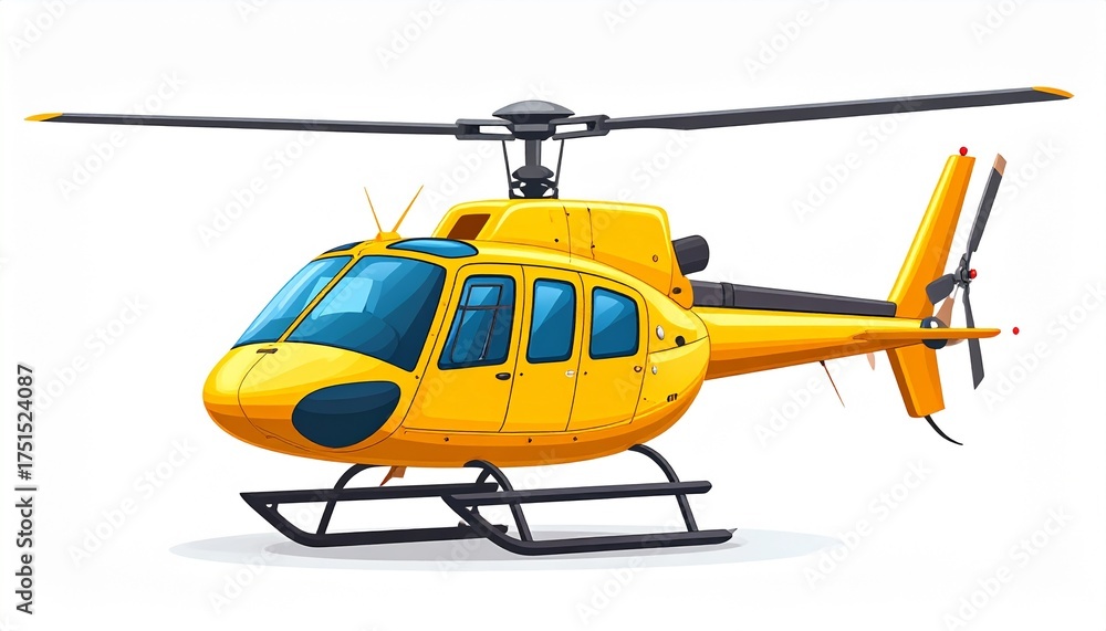 Fototapeta premium Yellow Helicopter Illustration A Vector Graphic of a Brightly Colored Aircraft