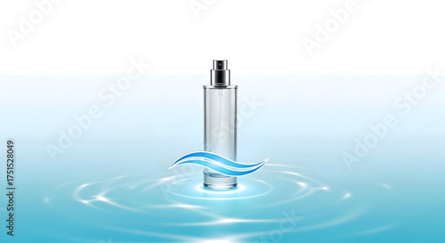Cylinder Fragrance Bottle Standing on Water Surface with Ripples