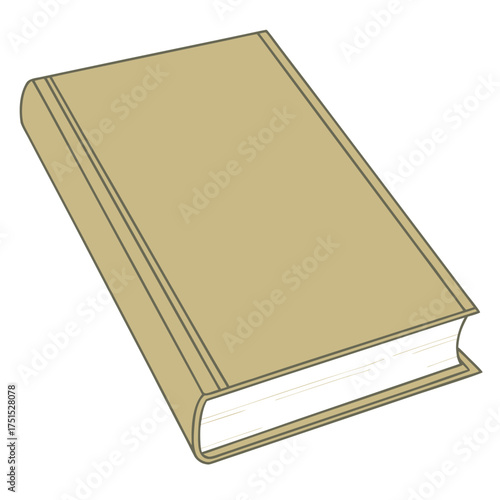 Standing blank grey hardcover book cover mockup for design on white background