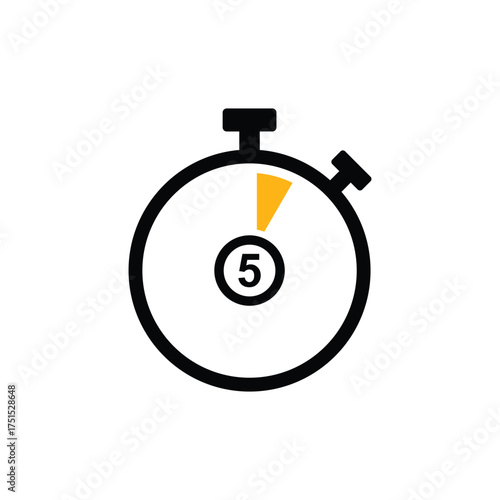 5-second timer icon. Logo for clock, speed, and stopwatch timers. Attractive design for all purposes. Vector graphic illustration.